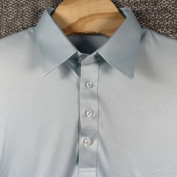 Collars & Co. Polo Shirt Mens 2XL Blue Dress Collar Button Down Short Sleeve - Picture 7 of 7